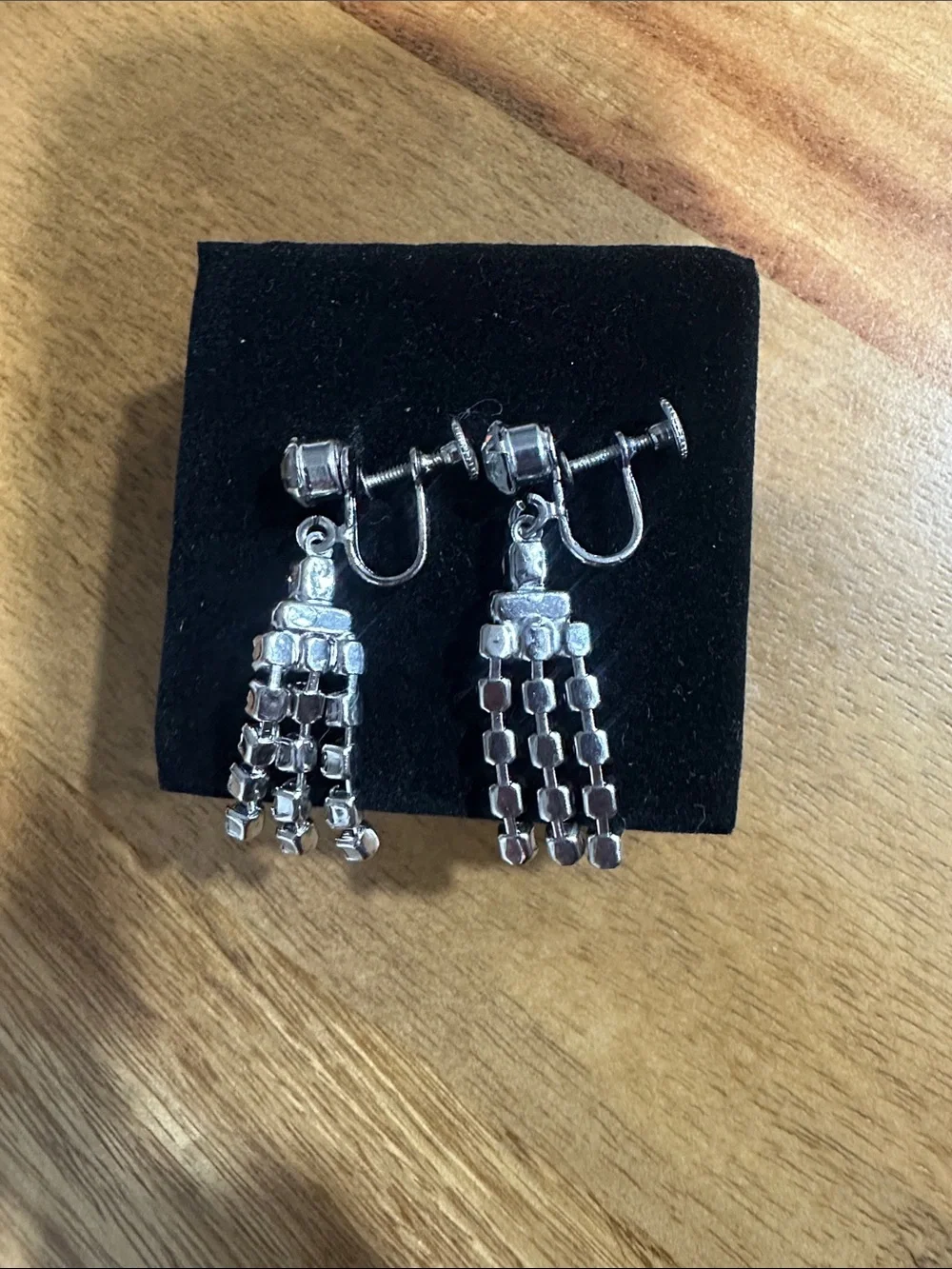 Vintage 1950s Rhinestone Waterfall screw on earrings